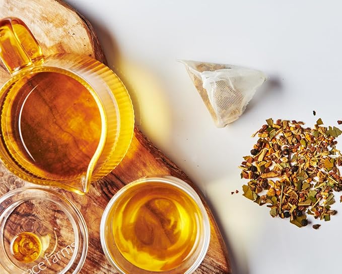 Grace Farms BREATHE Wellness Organic Tea Blend (100 Enveloped Pyramid Sachets w/ String & Tag) | Turmeric and Ginger with Adaptogenic Herbs | Immunity Support | Caffeine Free | Gives Back 100% of Profits
