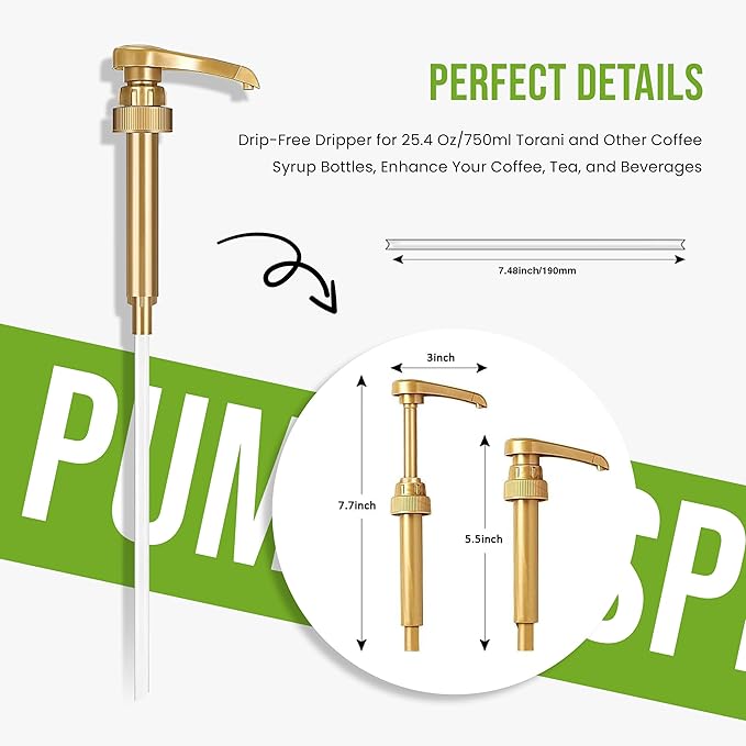 Jimoco® Syrup Pump Dispenser + Torani® Peppermint Syrup, 25.4 oz - Coffee Syrup Pump & Flavoring Bundle