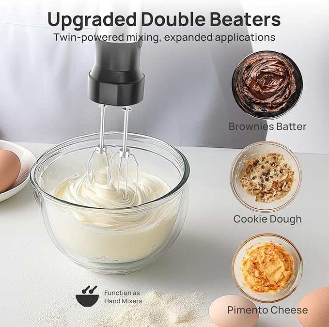 Consciot 10-in-1 Immersion Blender Handheld Max 1100W with Entire Stainless Steel Blender Shaft, Trigger Speed Control, 800ml Beaker, 600ml Chopper, Beaters, Frothers, Hooks, Masher, Whisk & 600ml Cup