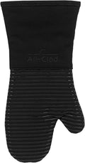 All Clad Silicone Oven Mitt: Heat Resistant up to 500 Degrees - 100% Cotton & Silicone, 14"x7" Oven Mitt for Kitchen and Barbeque, 1-Pack, Black