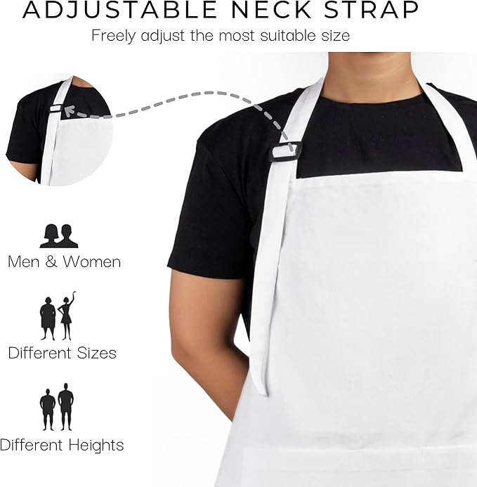 RAJRANG 100% Cotton Cooking Apron with 3 Pockets Kitchen Chef BBQ Adjustable Bib Aprons for Women Men
