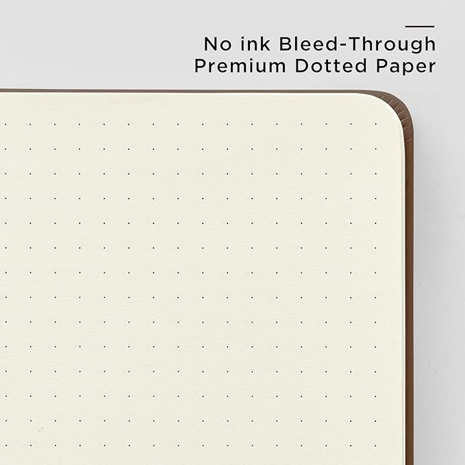 &And Per Se Dotted Journal Notebook, A5 Hardcover Bullet Dotted Journal, 160 Pages 100 gsm Thick Dotted Paper, 3 Sheets of Stickers Included - 5.7'' x 8''（Chocolate）