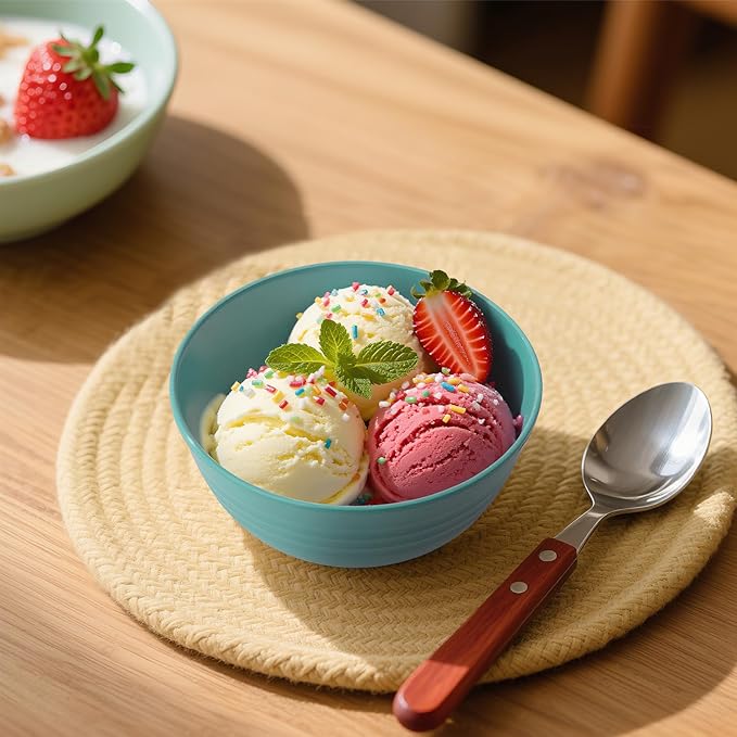Small Wheat Straw Bowls Sets of 6,Dishwasher Safe and Microwave Safe Snack Bowls 10oz,Alternative Handy Plastic Bowls Reusable for Snack and Ice Cream.Green Series