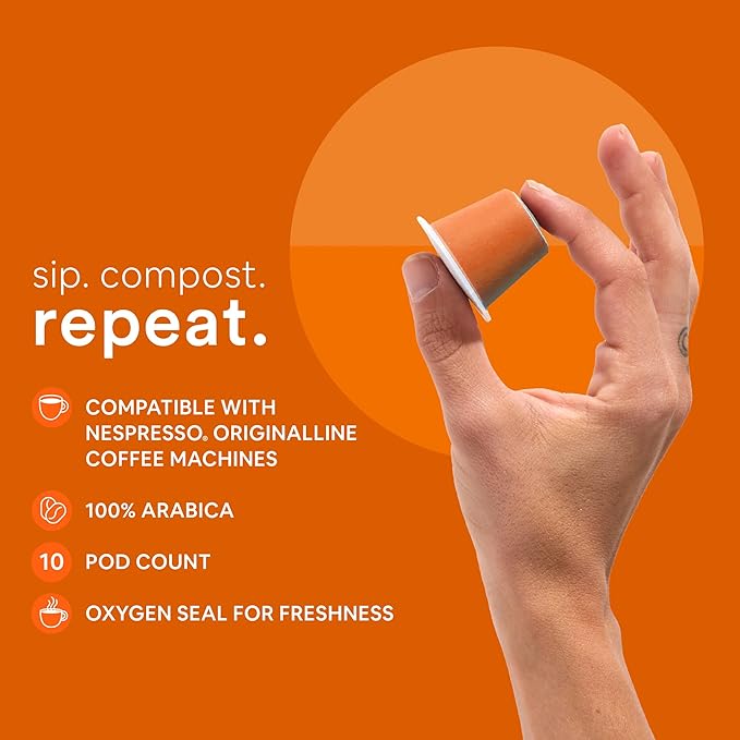 WOKEN COFFEE Compostable Nespresso Pods - Arabica Medium Roast Italian Espresso Coffee Capsules Compatible With Nespresso Coffee Machine (40 Pod Count, 4 Boxes)
