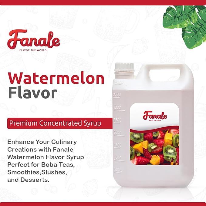 Fanale Premium Flavoring Concentrated Syrup for Bubble Tea 11 lb | Watermelon Flavor Syrup | for Boba Tea, Smoothies, Slushes, Desserts | 11lb | SRP130
