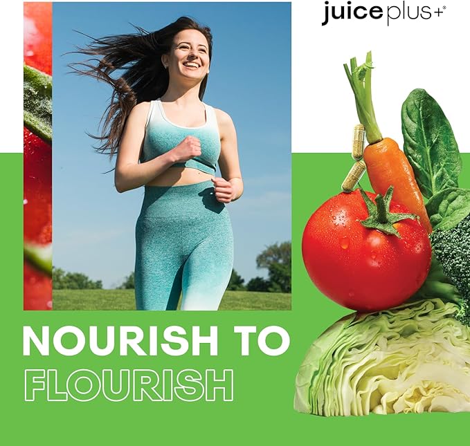 Juice Plus+ Vegetable Blend: with Broccoli, Parsley, Tomato & More - Plant-Based, Vegan, Gluten-Free, Non-GMO, Kosher - for Heart, Immune, Cognitive & Skin Health - 1 Bottle (60 Servings)