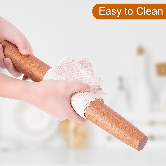 AISOSO French Rolling Pin, 15.75 Inches Wood Rolling Pins for Baking, Extra Long Classic Wooden Dough Roller for Fondant Pizza Pie Crust Cookie Pastry, Kitchen Baking Essentials, Brown