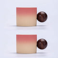 Ceramic Mini Espresso Cups Demitasse Cups with Round Wooden Handle Vertical Stripes Tea Cups (Beige&Pink, 2pcs)