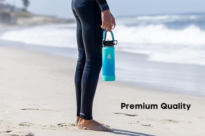 HYDRO CELL Stainless Steel Insulated Water Bottle with Straw - For Cold & Hot Drinks - Metal Vacuum Flask with Screw Cap and Modern Leakproof Sport Thermos for Adults (Teal/Blue 40oz)