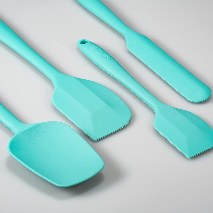 4 Piece Silicone Spatula Set, Flexible Heat Resistant Non-scratch Baking Cooking Rubber Spatulas with Stainless Steel Core, Aqua Sky