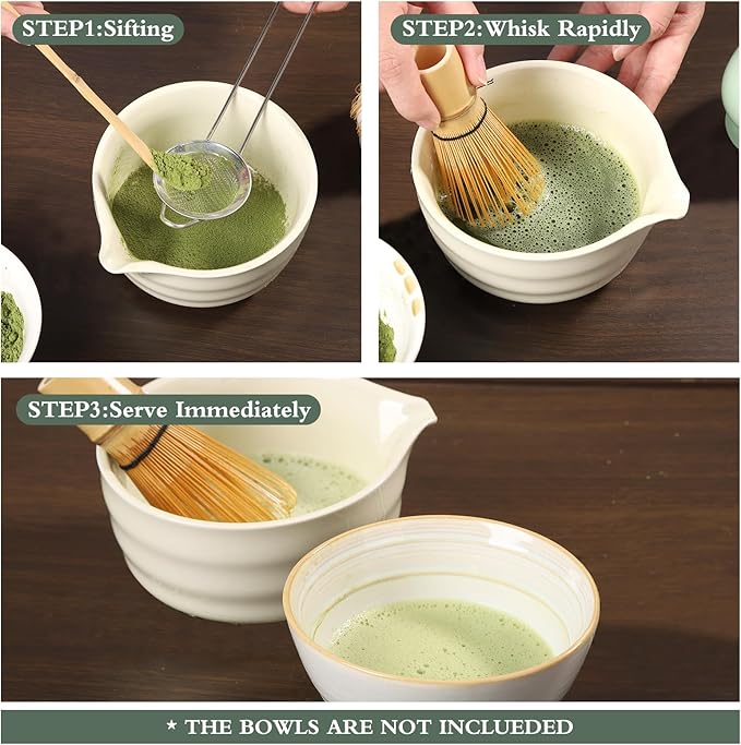 Matcha Whisk Set Matcha Whisk Matcha Set with Holder Bamboo Whisk Scoop Spoon Unique Gifts for Ceremony Gift Japanese Tea Tools for Tea Enthusiasts Green
