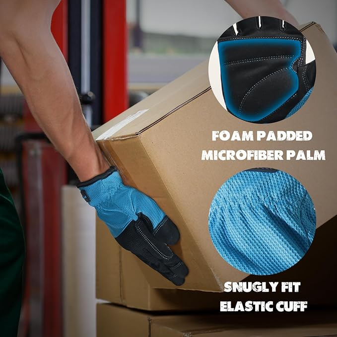 HANDLANDY Work Gloves for Men & Women, Utility Mechanic Working Gloves Touch Screen, Flexible Yard Work Gloves