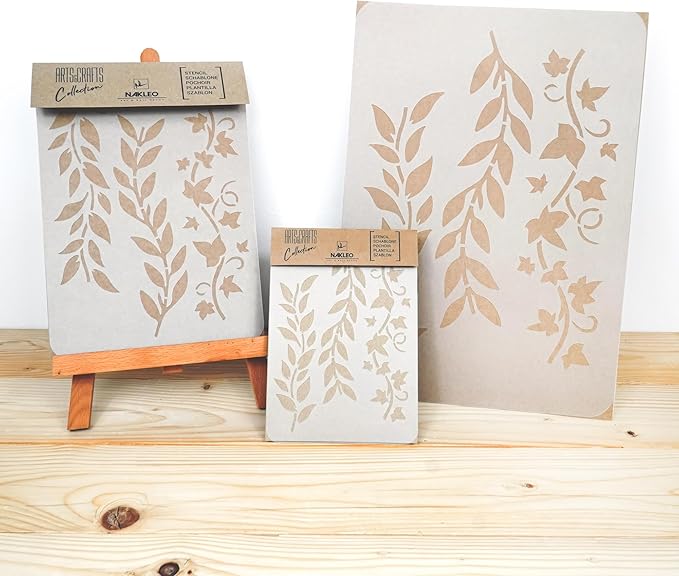 NAKLEO DIY Reusable Plastic Stencil - 15x21cm / 5.8” x 8.3” - Leaves Mini Border - Art Craft Wall Painting Pattern Template Scrapbooking Decoupage - Fabric Furniture Wood