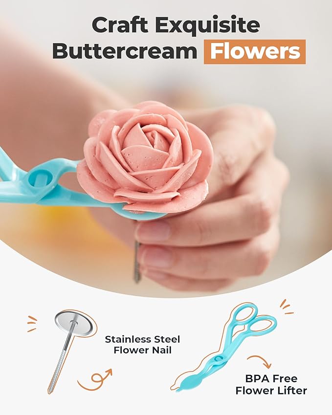 Kootek 140Pcs Icing Piping Bags and Tips Set, Frosting Piping Kit with 78 Numbered Icing Tips, 7 Russian Tip, 42 Pastry Bags 12 Inch, 5 Couplers, 4 Bag Ties for Cake Decorating, Cupcake, Baking