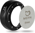 MEION 51mm Espresso Dosing Funnel and 51mm Puck Screen Set for 51mm Portafilters, Magnetic Coffee Portafilter Funnel, Reusable Espresso Puck Screen, Espresso Tools Espresso Accessories (51mm, Black)