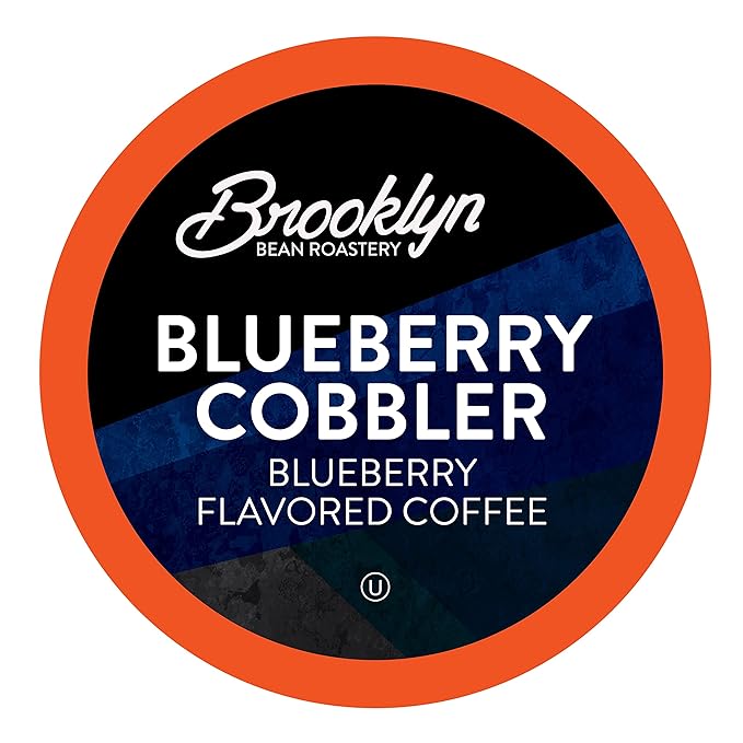 Brooklyn Beans Blueberry Cobbler Coffee Pods, Flavored Gourmet Pack, 40 Count - Compatible with Keurig 2.0 K Cup Brewers - Premium Quality, Rich and Smooth Taste, Single Serve Pods