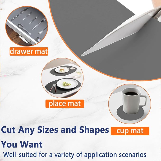 23.62"x15.74"(60cmx40cm) Countertop Protector Mat, Silicone Mats for Kitchen Counter, Cuttable Heat Resistant Mats for Counter, Waterproof Silicone Kitchen Island Protector Mat(2Pack, Light Gray)