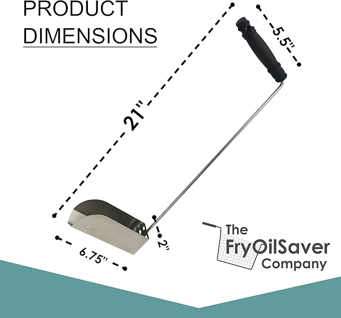 V-Shaped Deep Fryer Strainer Scoop, Frying Food Scoop, Skimmer Spoon, Deep Fryer Scooper, Oil & Food Crumbs Strainer for Fryers in Restaurants, Diners, Hotels, Home Kitchen Utensils by FryOilSaver Co.