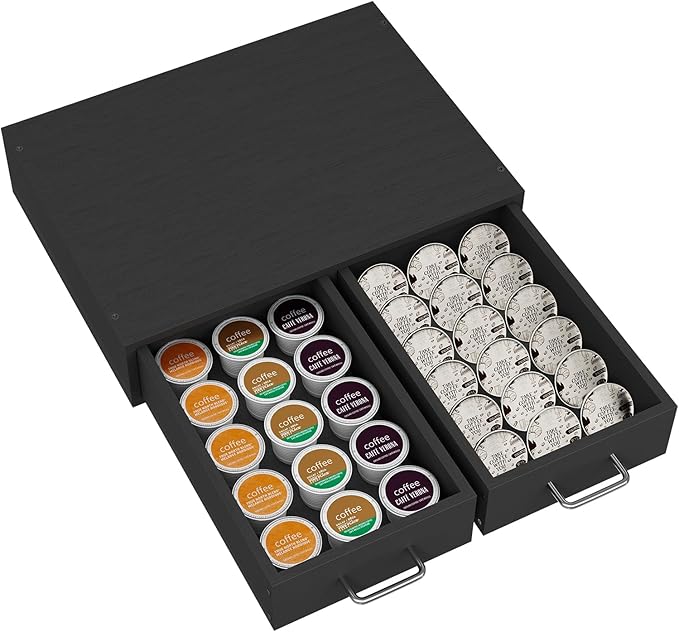 Simple Trending K Cup Organizer Coffee Pod Storage Box, Tea Organizer Holder and Drawer Storage Holds, 30 Pods Capacity, Black