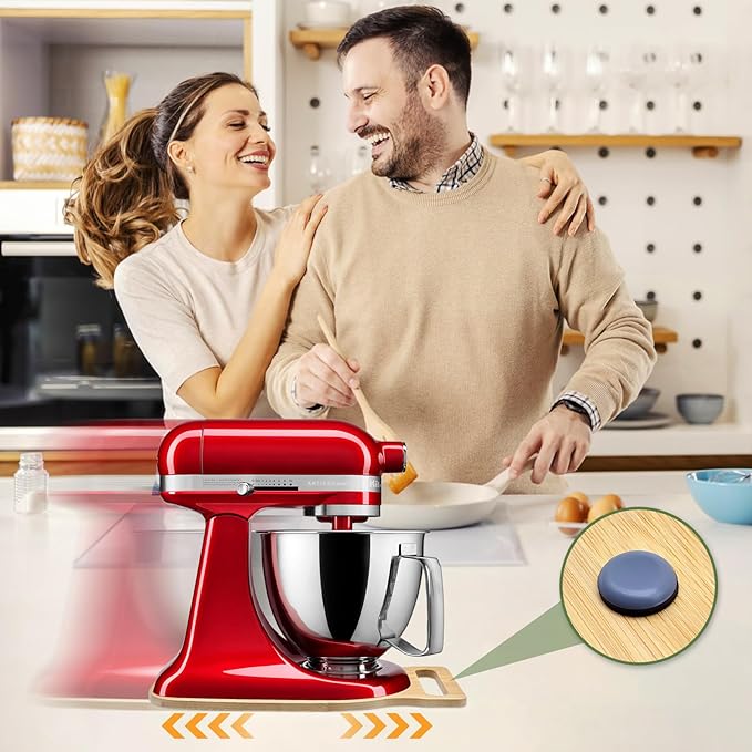 Mixer Slider Compatible with Kitchen aid Bowl Lift 4 .5-5 Qt Stand Mixer Natural Bamboo - Kitchen Countertop Storage Mover Sliding Caddy for Kitchen Aid 4 .5-5 Qt Mixer (Natural)