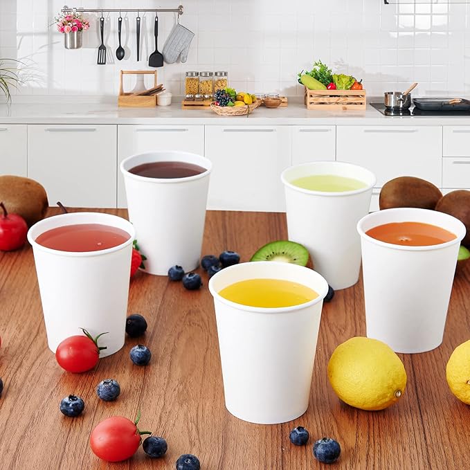 Turbo Bee 10 oz Disposable Coffee Paper Cups,270 Pack Hot Drinking Cups,White Paper Party Cups