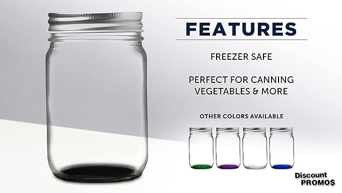 DISCOUNT PROMOS 10 Decorating Mason Jars Set, 12 oz. - Canning, Aluminum Lid - Black