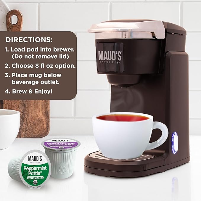 Maud's Organic Chamomile Lavender & Organic Peppermint Tea Bundle, 48 ct, Recyclable Single Serve Pods – 100% Gourmet Blended Tea Leaves, Compatible with Keurig K Cups Maker