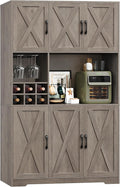 HOSTACK Kitchen Pantry Storage Cabinet, 71" Tall Food Pantry Cabinet with Microwave Stand, Farmhouse Kitchen Hutch, Coffee Bar Hutch with Wine Rack for Dining Room, Living Room, Ash Grey