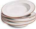Mora Ceramic Wide Rimmed Soup Bowl 25oz, Set of 4 - For Pasta, Italian, Spaghetti, Dipping Bread, Fancy Dinner etc. Large Plate/Bowls Hybrid For Everyday & Restaurant Use, Large Flat Rim - Vanilla