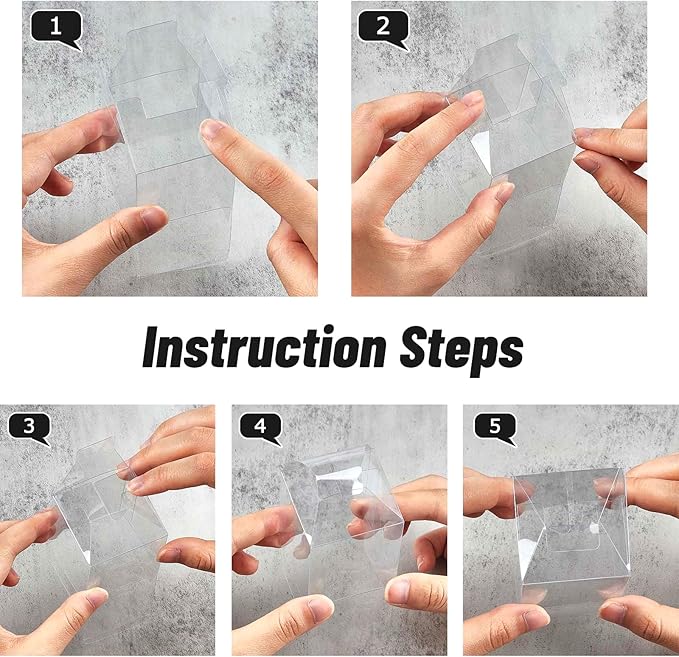 100 Pack 2x2x2 Inches Clear Favor Boxes with Ribbons, Mini Transparent Cube Treat Boxes for Candy & Chocolate Bomb, Plastic Individual Macaron Packaging Box for 2