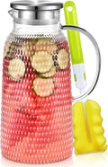 Aofmee 80oz Glass Pitcher with Lid, 2.4 Liter Water Pitcher, Glass Carafe for Cold or Hot Beverages, Sun Tea Jar, Easy Clean Heat Resistant Jug for Juice, Milk