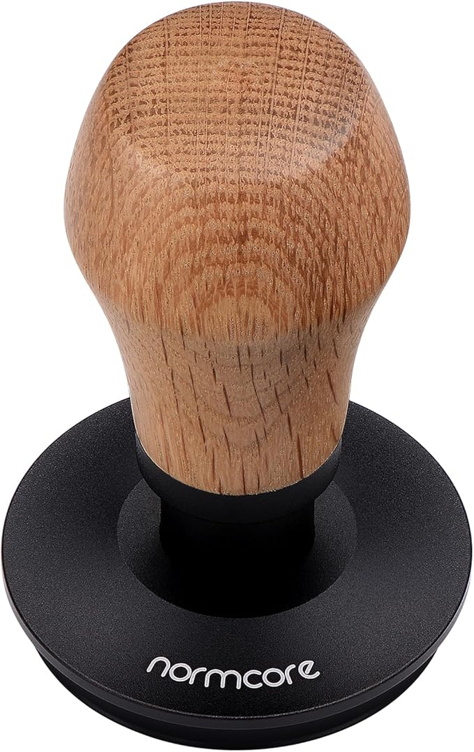 Normcore 53.3mm Espresso Tamper V4 - Spring Loaded With Titanium PVD Coating, Ripple Base - 15lbs/25lbs/30lbs Replacement Springs, Coffee Tamper With Genuine Oak Wood Handle