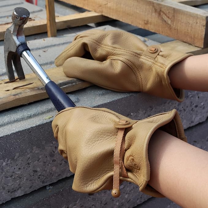 Leather Work Gloves for Men & Women, Reinforced Durable Gardening Gloves,Cowhide Work Gloves,Puncture & Cut Resistant