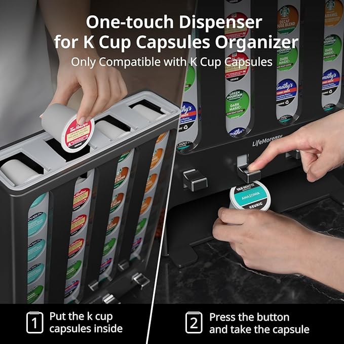 K Cup Holder Creative Coffee Pods Storage Stand Vending-Style K Pod Dispenser K Cup Organizer for 28 Pods