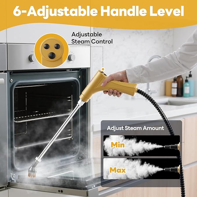Handheld Steam Cleaner, 10s Fast Handheld Heating Steamer for Cleaning 15-in-1 High Pressure Steam Cleaner for Home & Kitchen, Grease, Grout, Tile,Floor,Couch and Car