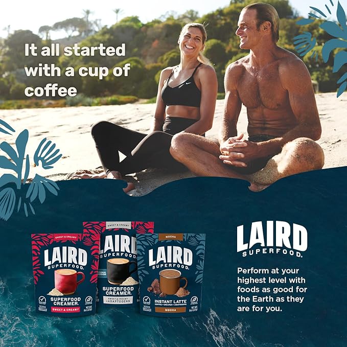 Laird Superfood Non-Dairy Original Superfood Peppermint Mocha Coconut Powder Coffee Creamer, Gluten Free, Non-GMO, Vegan, 8 oz. Bag, Pack of 2