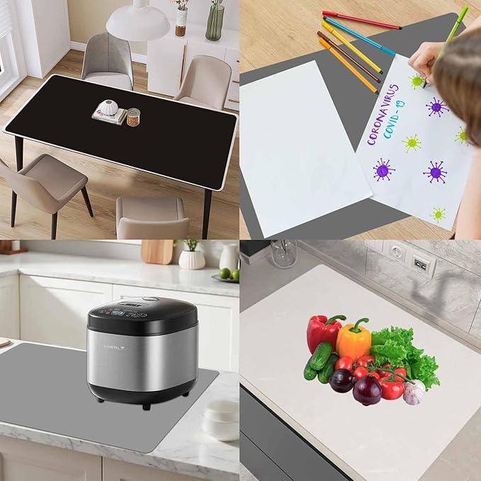 78.7"x23.6" Large Silicone Mat for Kitchen Counter, Heat Resistant Non-Slip Countertop Protector, Waterproof Silicone Craft Mat for Kitchen Island, Semitransparent