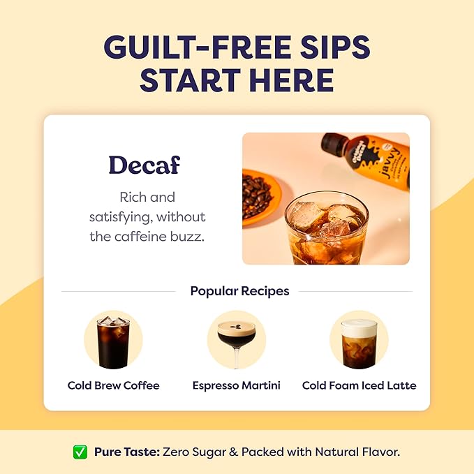 Javvy Coffee Concentrate - Cold Brew Coffee, Perfect for Hot or Iced Instant Coffees, Hot Drinks, Cold Brew Concentrate, 35 Servings - Original Decaf