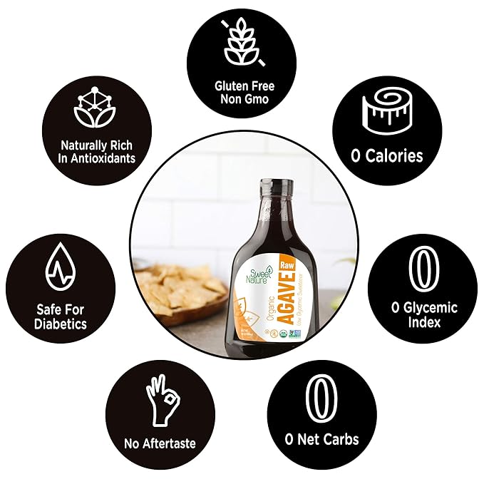 Sweet Nature Raw Agave Nectar Sweetener - Honey & Sugar Substitute for Diabetics - Natural, Organic, Kosher, Low Glycemic Liquid Sweetener (46oz)