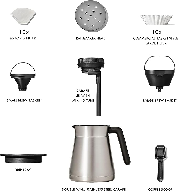 OXO Brew 12-Cup Coffee Maker With Podless Single-Serve Function,Silver