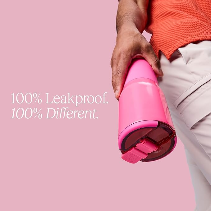 BrüMate Nav 35oz 100% Leak Proof Insulated Travel Tumbler with Magnetic BevLock™ Lid - Double Wall Cup-Holder Friendly Stainless Steel Mug (Neon Pink)