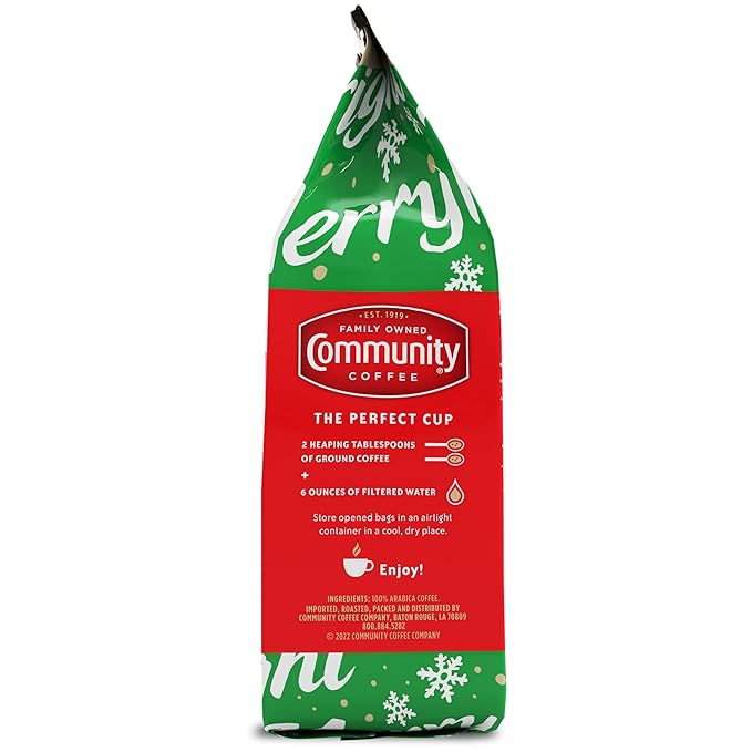 Community Coffee Christmas Blend Ground Coffee, Medium Roast, 12 oz Bag (Pack of 6)