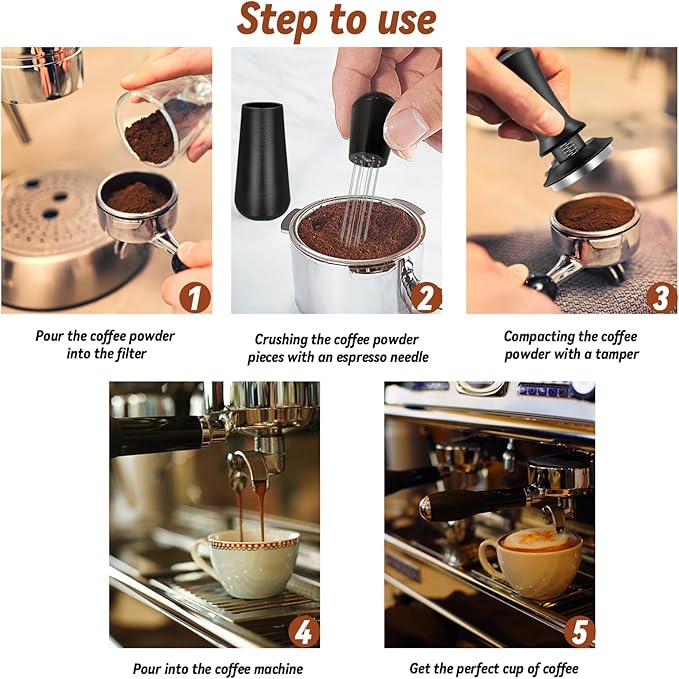 Espresso Hand Tamper 51mm, Coffee Tamper with WDT Tool Calibrated Spring Loaded, Hand Tampers with Silicone Mat, 100% Flat Stainless Steel Base Tamper for Espresso Coffee Machine