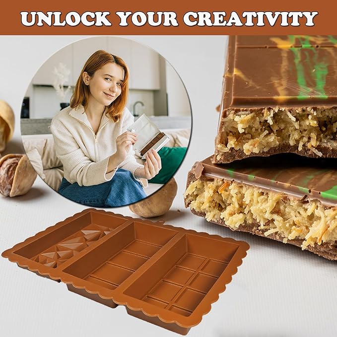 2 Pack Deep Chocolate Bar Mold 1.2 inch Kataifi Pistachio Dubai Chocolate Bar Kit Thick Silicone Molds for Stuffed Bar Large Big Candy Bar Mould for Filling