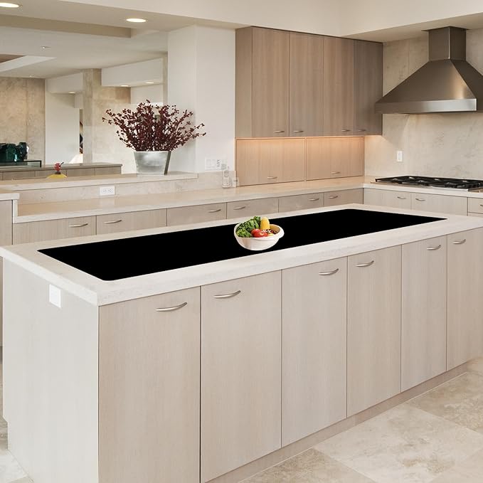 78.7" x 15.7" Large Silicone Mats for Kitchen Counter, Large Heat Resistant Countertop Protector Mat, Non-Slip Waterproof Craft Mat, Black