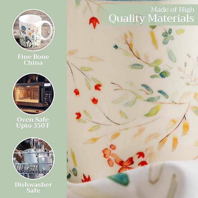 Maison d' Hermine Coffee Mug with Handles Fine Bone China Mugs Pack of One Tea Cups for Hot Beverages Cappuccino Latte Home Restaurant Office Perfect for Gift (Colmar - Blue, 15 Ounce)