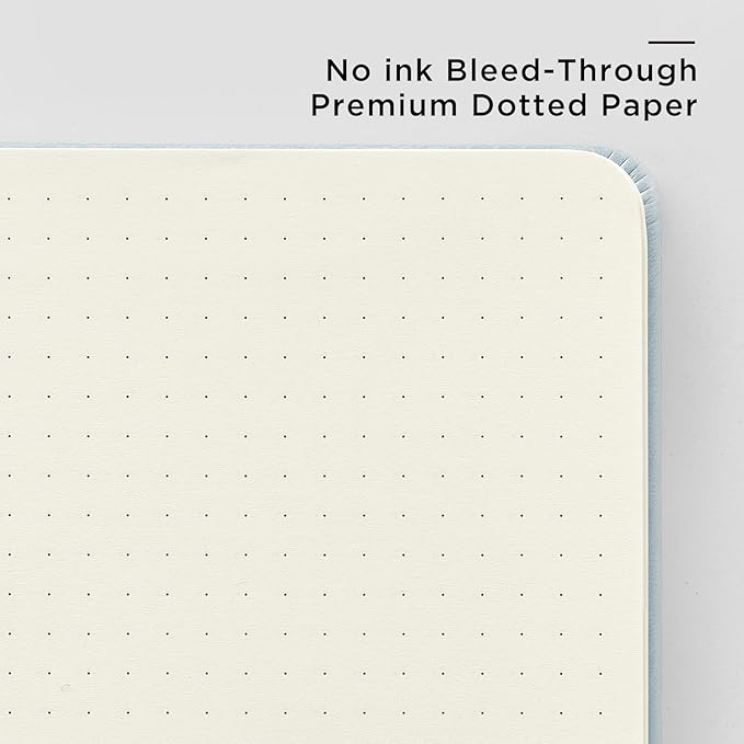 &And Per Se Dotted Journal Notebook, A5 Hardcover Leather Bullet Dotted Journal, 160 Pages 100 gsm Thick Dotted Paper，3 Sheets of Stickers Included - 5.7'' x 8'' (Light lavender)