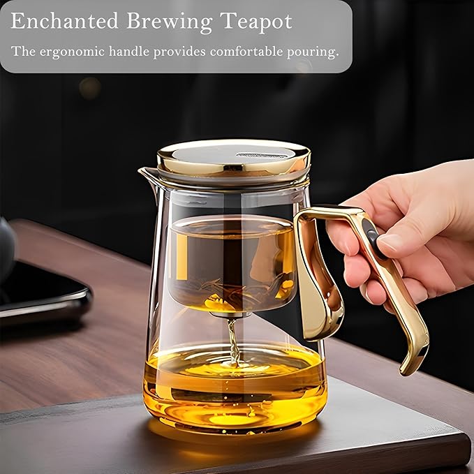 YJX 25.4oz Magnetic Glass Teapot Set with 40.6oz Cast Iron Tea Kettle for Stovetop, Small Enchanted Brewing Tea Pot, Witchcraft Magic Borosilicate Tea Set with Strainer for Loose Leaf