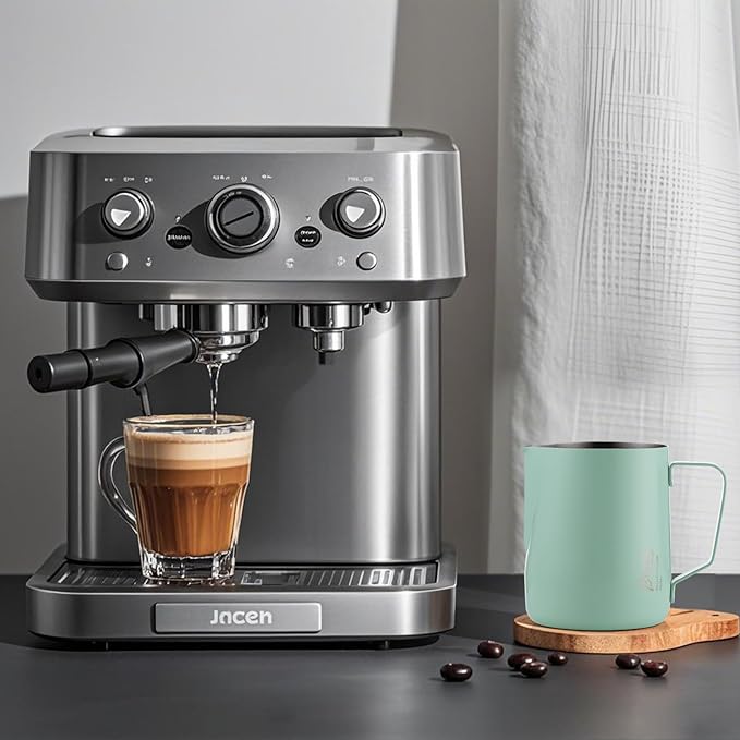 Milk Frothing Pitcher -350ml/12oz Milk Frother Cup Espresso Steaming Pitcher for Barista, Bincoo SUS304 Stainless Steel Espresso Steaming Pitchers for Latte Art/Cappuccino/Coffee (Green-350ml)