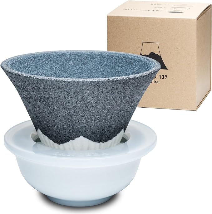 Ceramic Reusable Coffee Filter Dripper Paperless Sustinable Mt. Fuji Made in Japan (Black)